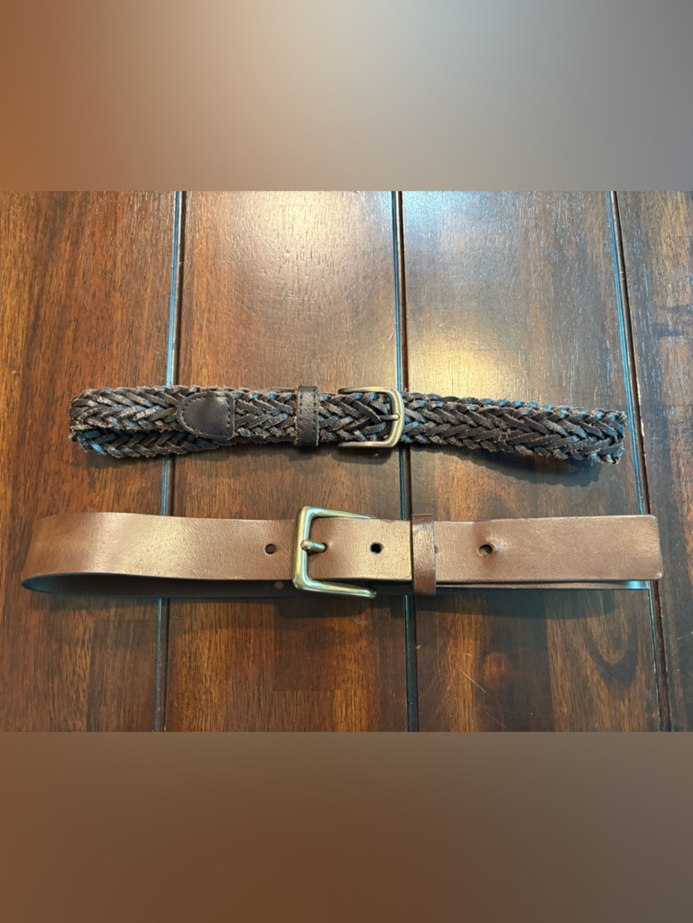 Set of 2 Kids Brown Genuine Leather Belts (Gap & Children’s Place)